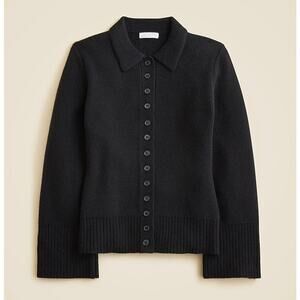 J.Crew Milano-stitch cinched-waist black cardigan